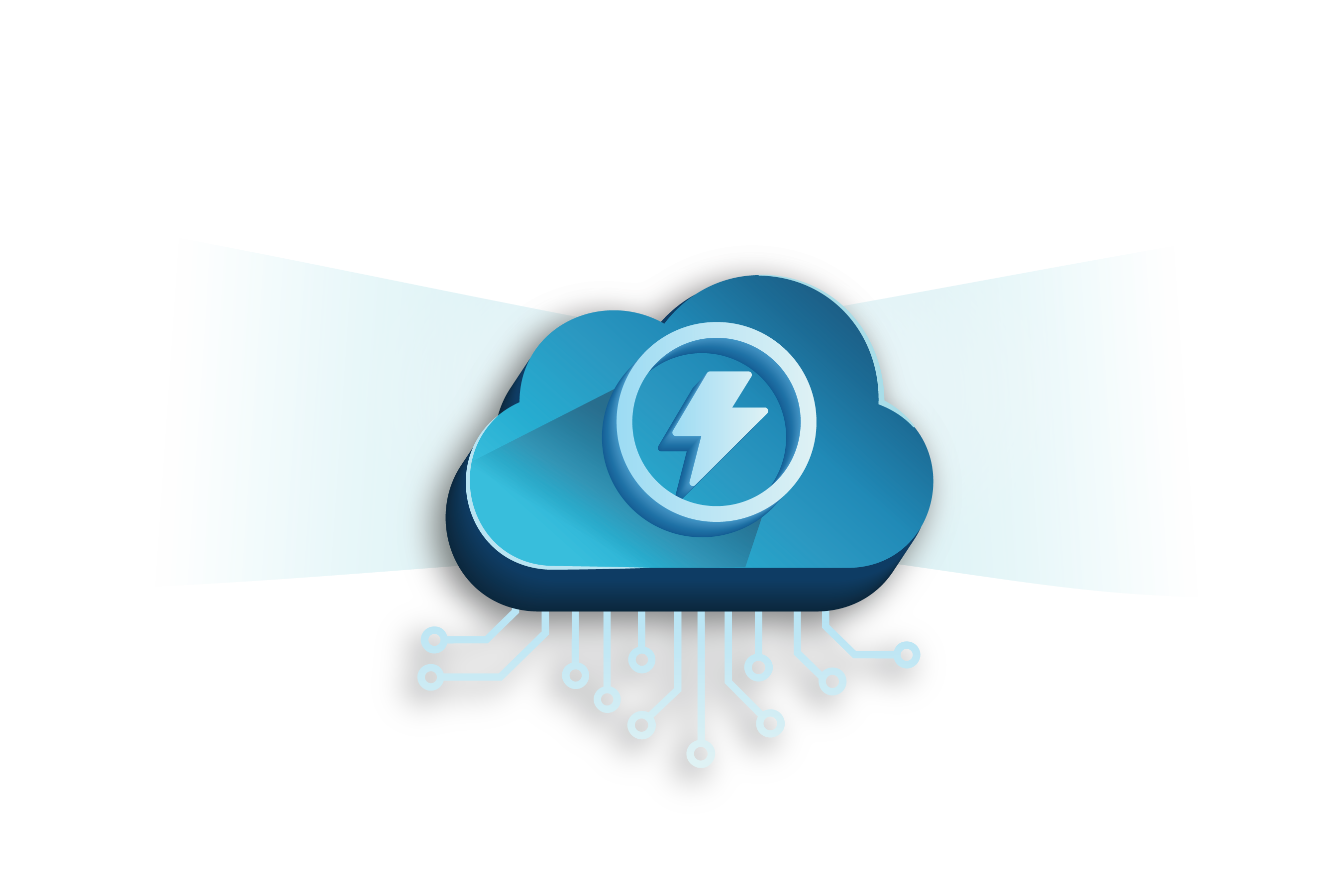A cloud with a lightning bolt in the middle representing cloud reliability and incident response